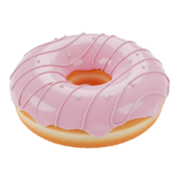 A donut with pink frosting and white sprinkles isolated on a plain surface in a studio shot transparent background png