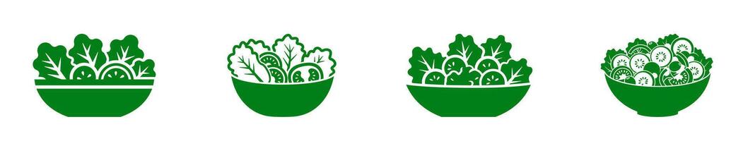 icon collection. Contains green-themed and modern designs suitable for different types of salads. vector