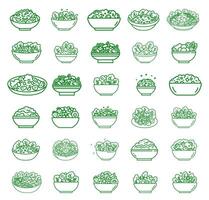 Simple and stylish icon set. Specially designed outline vectors for Greek salad, chef salad, garden salad and more.