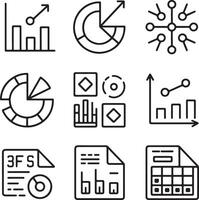 Data analysis set of web icons in line style vector