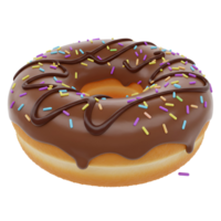 Delicious donut with chocolate frosting and colorful sprinkles on a plain canvas surface view transparent background png