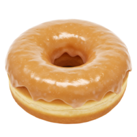 A single glazed donut with a hole in the center on a plain setting with a simple presentation style transparent background png