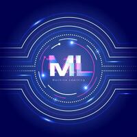Machine Learning ML with Glowing Digital Aesthetics vector