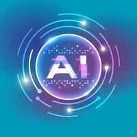 The concept of artificial intelligence AI with Glowing Digital vector