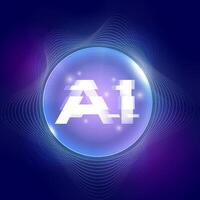 AI Digital Sphere with Futuristic Glow vector