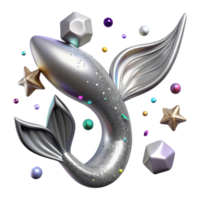 beautiful classic Silver Mermaid Tail Shimmering Effect Isolated high quality png