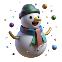 serene modern Snowman with Scarf Isolated for Christmas Illustrations original png