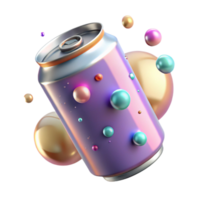 impressive abstract Soft Drink Can with Bubbles Transparent for Beverage Ads png