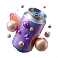 wonderful rustic Soft Drink Can with Bubbles Transparent for Beverage Ads original png
