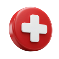 A red round object with a raised white plus sign in the center on a plain simple background transparent background png