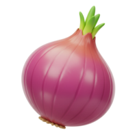 Isolated red onion with green sprouts and root hairs against a plain simple backdrop image view transparent background png