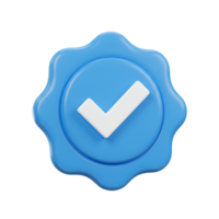 A blue badge with a white check mark in the middle against a plain simple background image view transparent background png