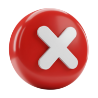 A glossy red sphere with a prominent white x symbol centered on it against a simple backdrop transparent background png
