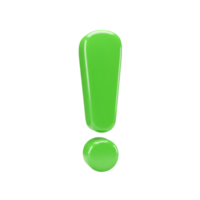 A vibrant lime green exclamation point stands out against a plain and simple solid colored space transparent background png