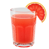 A refreshing glass of pink grapefruit juice with a slice of grapefruit on a plain isolated setting view transparent background png