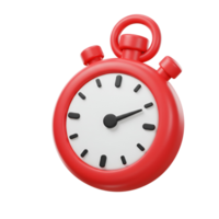 A vibrant illustration of a red stopwatch with a white face and indicators on a plain setting transparent background png