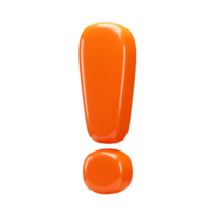 A vibrant orange exclamation point rendered in a glossy style against a plain solid color space around it transparent background png