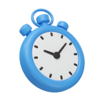 A blue cartoon alarm clock with a white face and hands indicating the time on a simple design clock face transparent background png