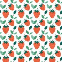 A pattern with strawberries and leaves illustration background vector