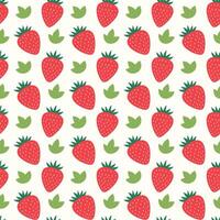 A pattern with strawberries and leaves background vector