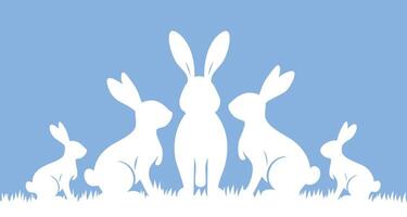 Flat easter bunnies collection isolated design vector