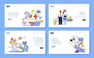 AI In Medium Sized Business Processes. Flat Illustration vector