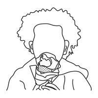 Line art of a Children enjoying an ice cream cone illustration vector