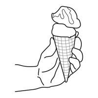Line art of Hand holding a ice cream cone vector