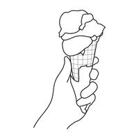 Line art of Hand holding a delicious ice cream cone design vector