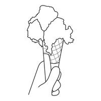 Line art of Hand holding a Ice cream cone design vector