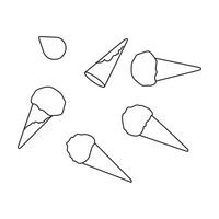 A collection of ice cream cones with different flavors Line art Illustration vector