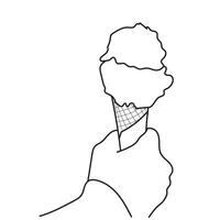 Line art Hand holding a delicious ice cream cone Line art vector