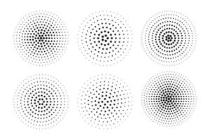 Set of halftone circular dot patterns vector