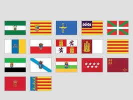 Flags of Spanish Autonomous Communities with Names vector
