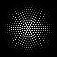 Halftone radial dots forming abstract circular pattern vector
