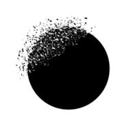 Abstract Disintegrating Black Circle on White Background vector