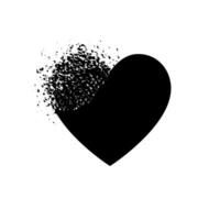 Abstract Disintegrating Heart Symbol in Black and White vector