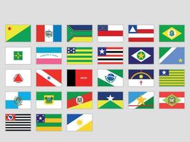 Flags of Brazilian States with Names Labeled vector
