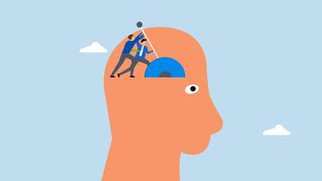 Change mindset, 4k animation of Individuals assist in changing functions of human brain. video