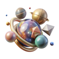beautiful abstract Solar System Planets Illustration Transparent for Astronomy high resolution png