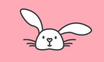 White Bunny Rabbit. Cartoon character, Childish Funny Face vector