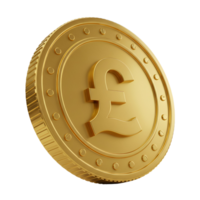 A single golden pound coin with detailed edges and a pound symbol on a plain isolated background transparent background png