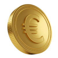 A single shiny euro coin is displayed in a close up shot with a plain isolated background for emphasis transparent background png