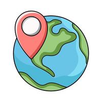 Globe with location pin vector