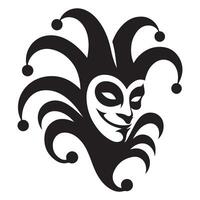 Jester Mask Silhouette Art Whimsical Joker Character Design vector
