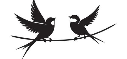 Two Swallows Facing Each Other Silhouette Illustration of Connection and Harmony vector
