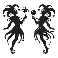 Dancing Joker Silhouette Illustration Playful Carnival Design Element vector