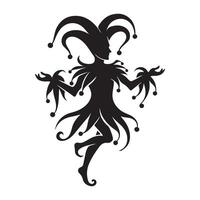 Silhouette Jester Illustration Mischievous Clown Art Design vector