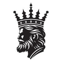 King Profile Silhouette with Crown Artwork Majestic Ruler vector