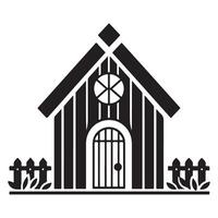 Charming Garden House Illustration with Picket Fence Design vector